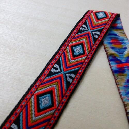 18mm16mm 5/8' Rhombus Red Blue Lace Classical Bilateral Beautiful Trim Costume Beding Laciness National Jacquard Ribbon Webbing