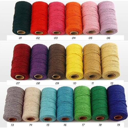 2mm 100 Yards/Roll Cotton Baker Rope Colorfull Twine Cord for Handmade Accessories Christmas Decoration gift DIY Wrapping