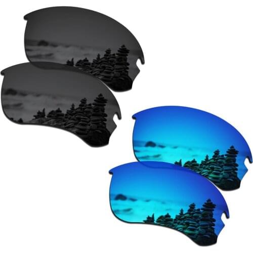SmartVLT 2 Pairs Polarized Sunglasses Replacement Lenses for Oakley Flak Draft Stealth Black and Ice Blue