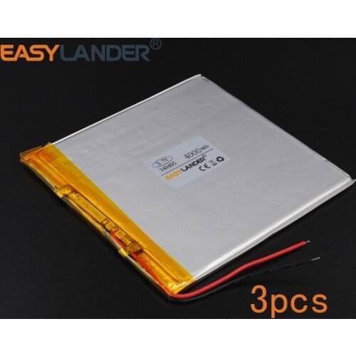 3Pcs /Lot 3.7V 4000mAh 349495 Li-Polymer Li-ion Battery For iPAQ E-Book Power Bank PDA Portable DVD electronics safety lamp