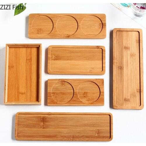 Bamboo Wood Sushi Plate Japanese-style Rectangular Wood Tea Tray Cake Dessert Display Tray Fruit Tray