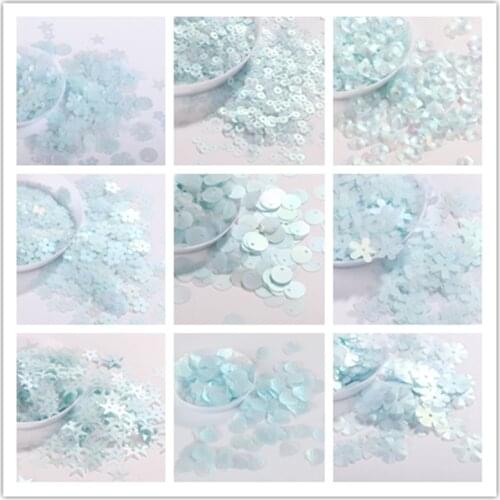 10g Matte Light blue Sequin Flower Plum Star Shell Shape Sequins Paillettes Wedding Confetti DIY Handcraft Sewing Accessories