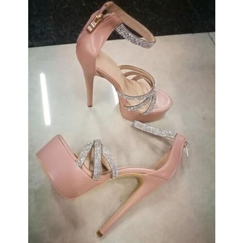 Platform Sandals Crystal High Heel Crystal Rhinestone Summer Wedding Party Shoes Shinning Women Gladiator Platform Sandal 34-45