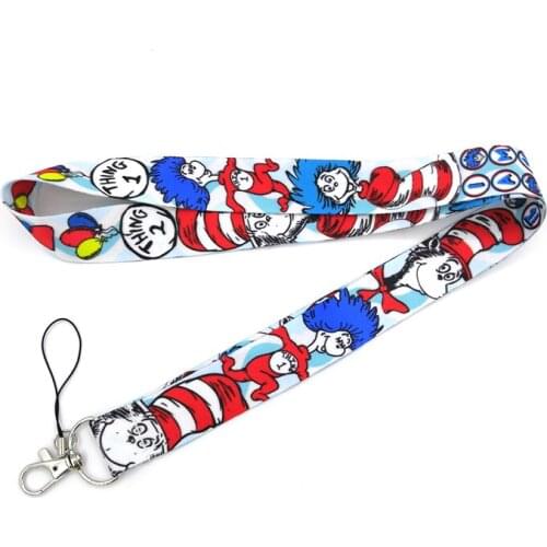 Dr Seuss Hat Cat Neck Keychain Lanyard For Keys Mobile Phone Straps ID Card Badge Holder Keyring DIY Hang Rope Aaccessories