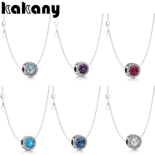 High Quality 925 Sterling Silver Blue Heart Of The Sea ZT0139 Necklace Female Clavicle Chain Simple Christmas Gift