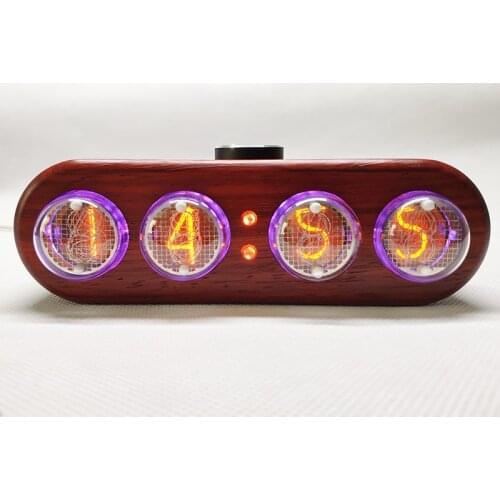 NIXIE CLOCK IN-4 glow tube clock digital clock Pear blosso wood tubularbell full-color LED backlight,unique knob operation IN4