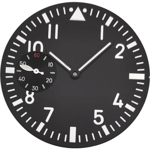 38.9mm Black Luminous Dial fit 44mm Case Unitas ETA 6497 Movement watch dial + hands