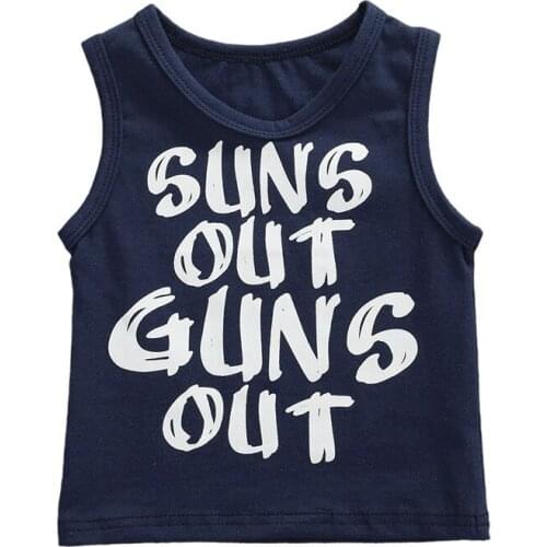 1-6Years Kid Baby Boys Sleeveless Letter Print Short Sleeve T Shirts Tops