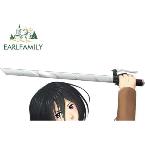 EARLFAMILY 13cm x 4.8cm for Attack on Titan Ackerman Anime Peeking Car Stickers and Decals Vinyl Car Sticker Bumper Decoration