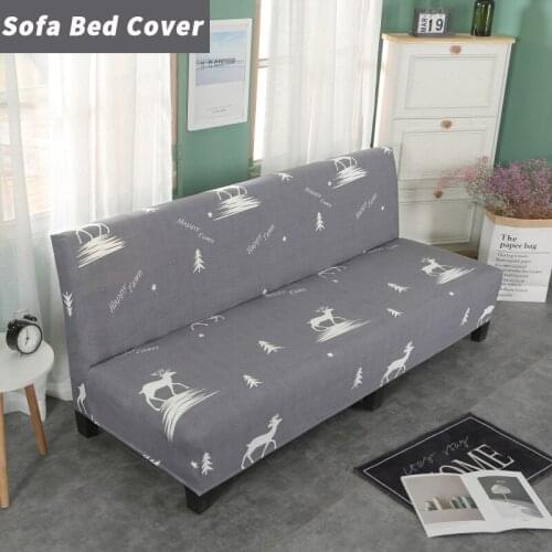 Grey Elk Elastic Folding Seat Slipcovers Armless Sofa Bed Cover Removable Dust-proof Couch Sofa Covers for Living Room