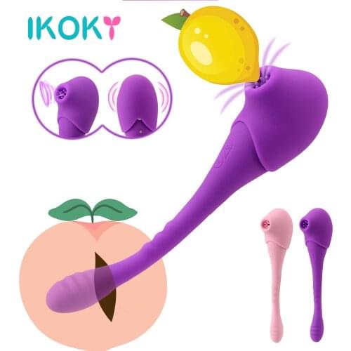 IKOKY Dildo Vibrator Clit Nipple Sucker G Spot Massager Sex Toys for Women Bendable Vibrating Oral Sex Clitoris Stimulator