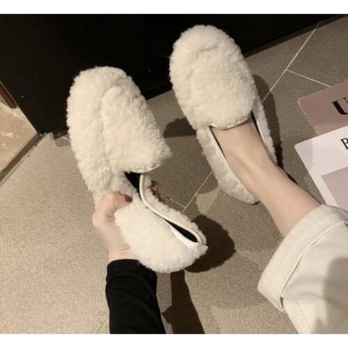 GOOHOJIO 2020 New Autumn Plus Velvet Flat Shoes Women Fashion Cute Round Head Women Flat Winter Outdoor All-match Flat Ladies