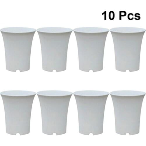 New 10pcs/set Plastic Round Plant Pot White Black Succulents Frosted High Waist Basin Pots For Home Office Garden Plant Nursery
