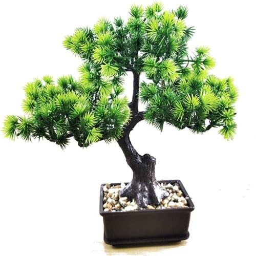 Artificial Plants Potted Fake Pine Tree Bonsai Green Mini Desktop Plant Landscape Simulation Crafts For Home Office Gift Decor