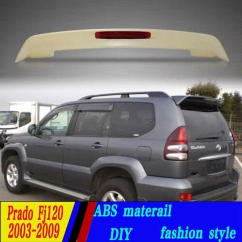 Use for toyota land cruiser prado spoiler with LED light High Quality ABS Material Car Rear Wing paint spoiler for FJ120