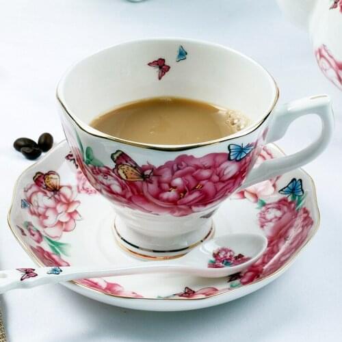 Bone China Coffee Cup and Saucer European Style Coffee Set British Cup Tea Set