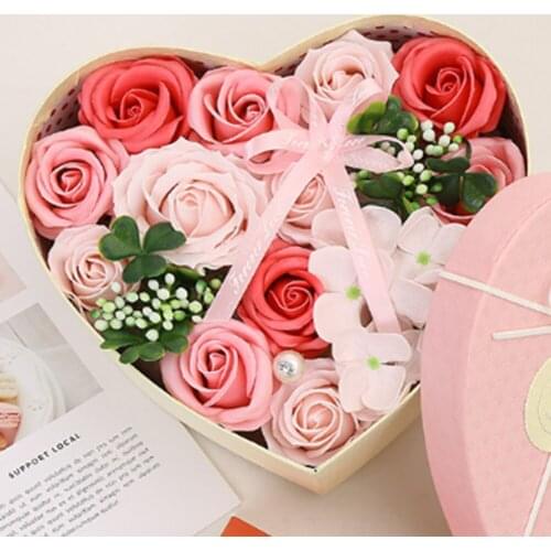 Creative Soap Flower Gift Box Valentine Day Christmas Artificial Rose Flower Bouquet Wedding Proposal Heart Flower Gifts