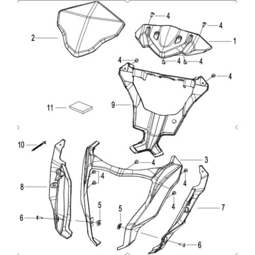 Head light cover plastic parts fairing parts page of Benelli TNT300 BN302