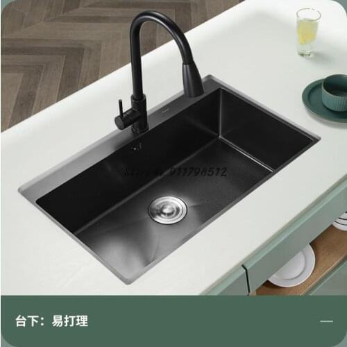 Kitchen Sink Single-slot Package Nano Black Vegetable Sink Manual Sink Sink Under-counter Basin Taichung Thickened