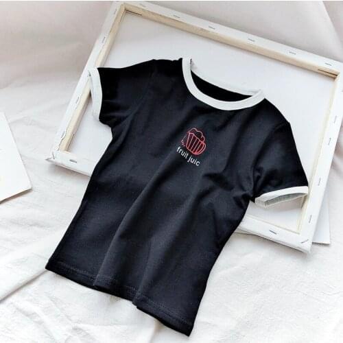 Summer 2020 Casual Solid T-Shirt Cartoon Letter T-Shirts For Girls High Quality Fashion Clothes