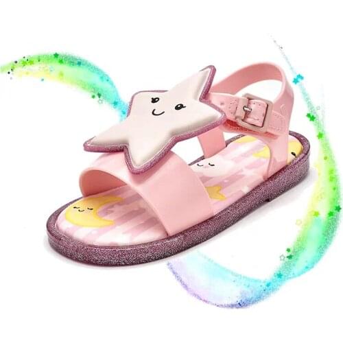 Mini Melissa 2020 New Kids Cartoon Sandals Girls Star Moon Sandals Kids Beach Sandals Breathable Melissa Children Shoes