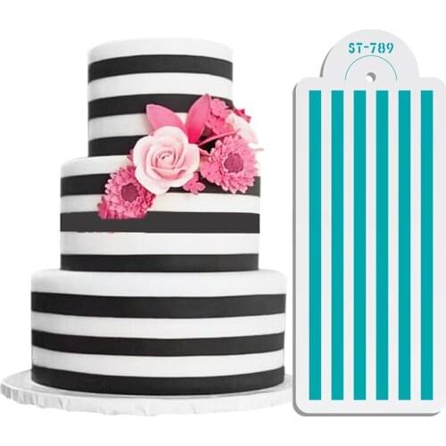 Monolithic Stripe Hollow Shape Cake Coffee Stencils Spray Mold Baking Decorating Tools For Coffee Biscuit Pattern Printing Mold