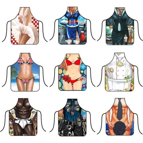 New Arrival Creative 3D Funny Apron Super Hero Kitchen Apron Man Women Sexy Aprons Waterproof Dinner Party Cooking Pinafore