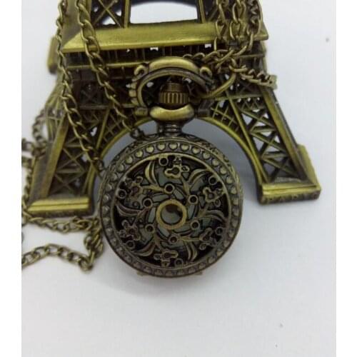 New Arrive Small Size bronze Leaf Pocket Watch Necklace For Xmas Gift pocket watch steampunk quartz watch