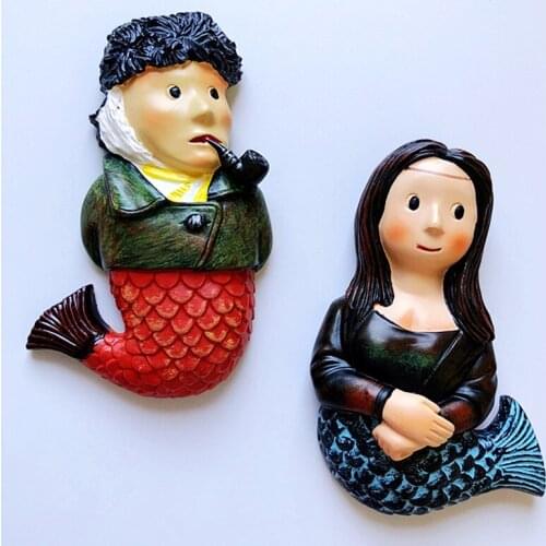 New Hand-painted Cute Cartoon Van Gogh Mona Lisa 3D Fridge Magnets Tourism Souvenirs Refrigerator Magnetic Stickers Gift