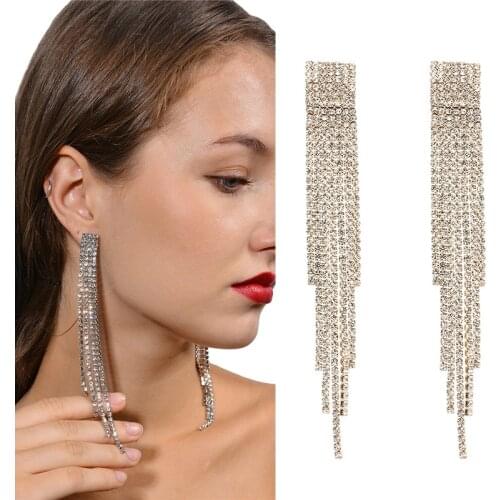 New Fashion Elegant Long Tassel Drop Earrings For Women Simple Boho Crystal Earrings Party Wedding Earrings Accessories Jewelry