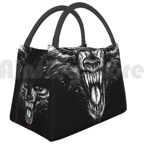 Portable Insulation Bag Canis Lupus / Angry Wolf Face Wolf Wolves Pack Animal Animals Wild Angry Bad Family