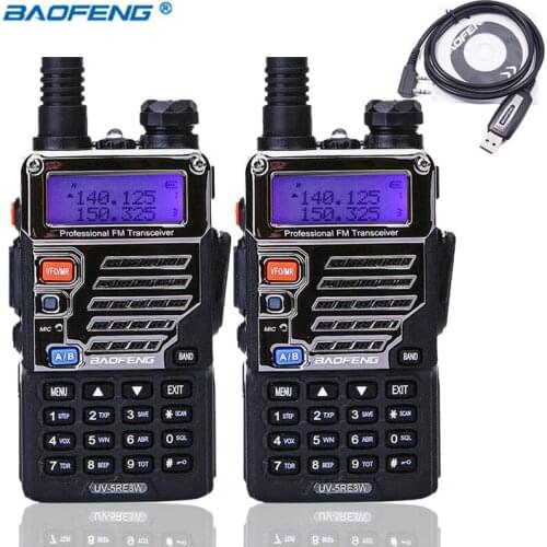2PCS BAOFENG UV-5RE walkie talkie 8W High Power uv5re uv-5r powerful 10km long range ham portable Radio for hiking +USB Cable