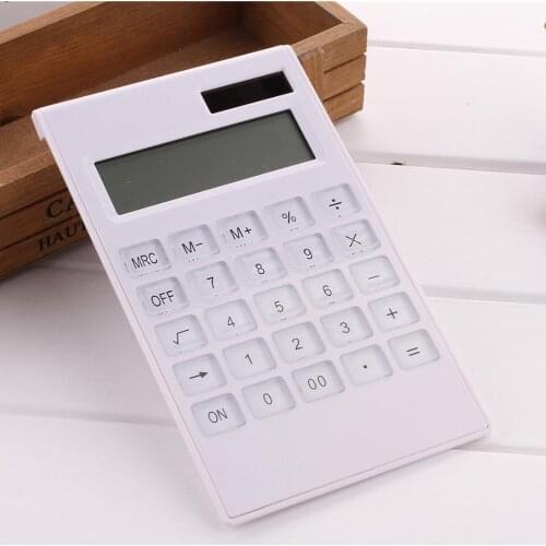 Portable Creative Slim mini 12 digital Calculator Solar Energy Crystal Keyboard Dual Power Supply