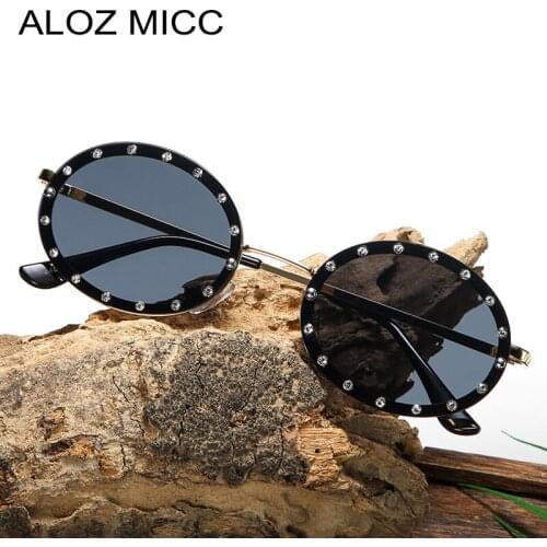 Luxury Metal Diamond Sunglasses Women Men Fashion Round Rimless Frame Sun Glasses Female Brand Designer Eyewear UV400 Gafas C1