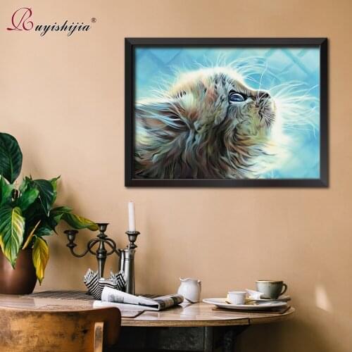 RUYISHIJIA 5D Diamond Painting Full Drill Square Diamond Mosaic Embroidery Pictures of Rhinestones diamant Animals Cat