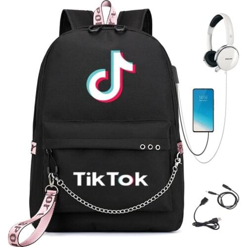 Tik Tok Backpack Multifunction USB Charging Travel Canvas Students School Bags For Teenagers Boys Girls Mochilas