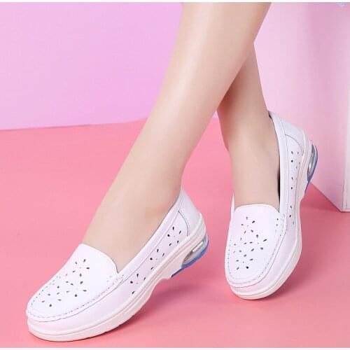 Nurse shoes summer soft bottom not tired feet women sandals thick bottom womens slope with flat white shoes
