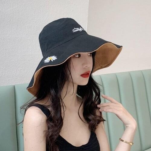 Little Daisy Wide Fisherman Hat Big Brim Hat Female Summer Shade Breathable Thin Barrel Hat Sun Hat Outdoor Hat