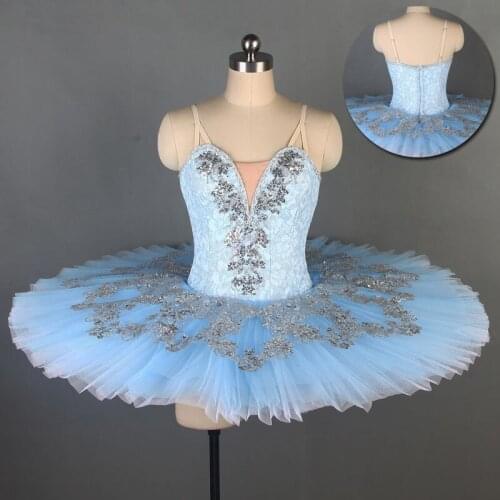 Blue Professional Pancake Ballet tutu Dancing Dress,for Girls Ballerina High Level Classical Role Performance Stage Costumes
