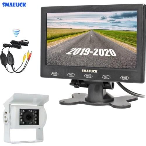 SMALUCK Wireless 7" TFT LCD Touch Monitor Rear View Kit for Horse Trailer Motorhome Backup CCD Waterproof Camera Kit System