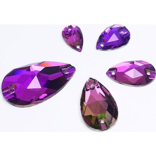 Teardrop Glass Crystal Strass Sew On Rhinestones Flatback Sew On Stone Droplet Sewing Rhinestone For needlework Garment clothes