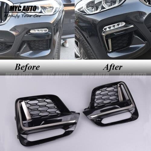 MSport Style Front Fog Light Cover Grille For BMW X3 G01/X4 G02 2018+ Front Fog Light Cover Grille Trim Accessories