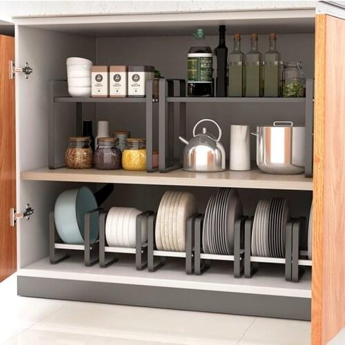 Dish Drying Rack Holder Anti-slip Bottom Carbon Steel Kitchen Closet Storage Rack Space Saving Home Shelf Organizer