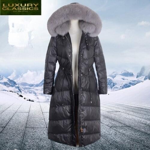 Thick Jacket Winter Female Warm Ladies Duck Down Jacket Large Fox Fur Hooded Clothes 2021 Long Down Parka Coat Hiver 1578