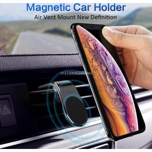 Maggy Universal 360 Degrees Rotation L-Shape Magnetic Car Phone Holder Air Vent Clip Mount Navigation Bracket GPS Stand Dropship