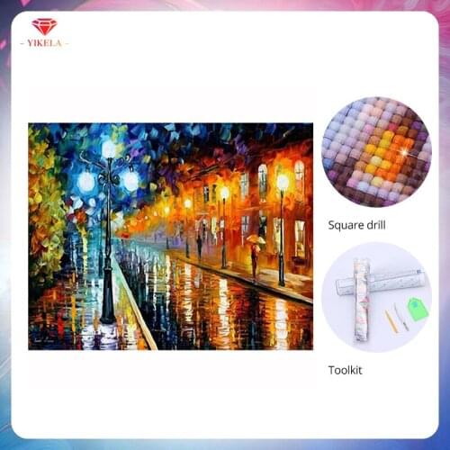 YIKELA 5D City Street Diamond Painting Wall Sticker DIY Full Square Diamond Embroidery Cross Stitch Home Decoration Accessories