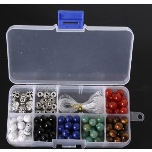 Beadia Hot- DIY Round Natural Stone Beads Jewelry Kit for Bracelet Making ,Including Buddha& Skull beads & Elastic String