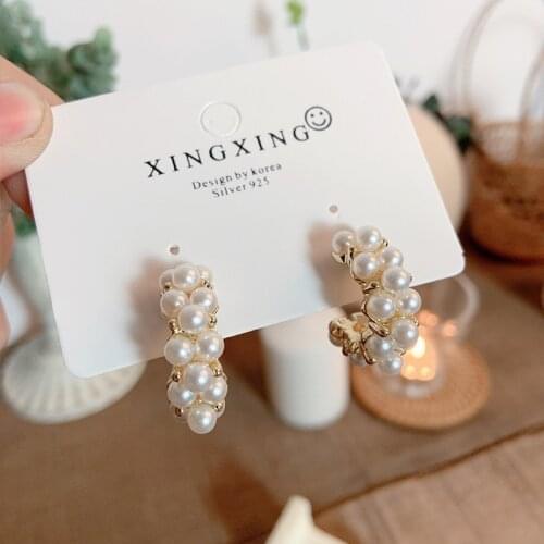 Punk Girl Earrings Korean Fashion New Wild Net Red Pearl C-shaped Earrings Womens Clothing Manufacturer Sales Pendiente