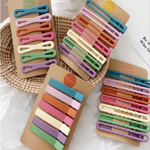 7Pcs/set Matte Candy Color Hair Clip Fashion Women Barrettes Accessories Hairpin Girls Hair Styling Tools