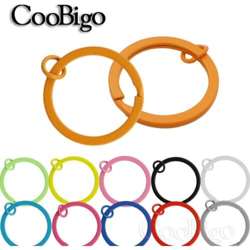 10 Pcs 30mm Colorful Metal Keyring Spray Paint Keyfob Split Ring Candy Color Keychain Circle Key Fob For DIY Accessories